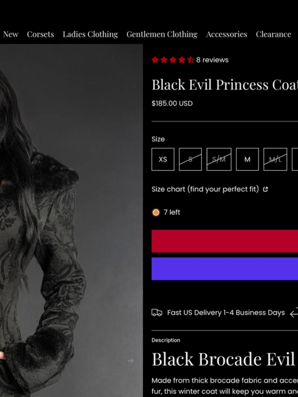 Black Evil Princess Coat - Picture 3 of 3